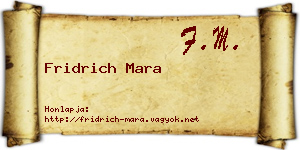 Fridrich Mara névjegykártya